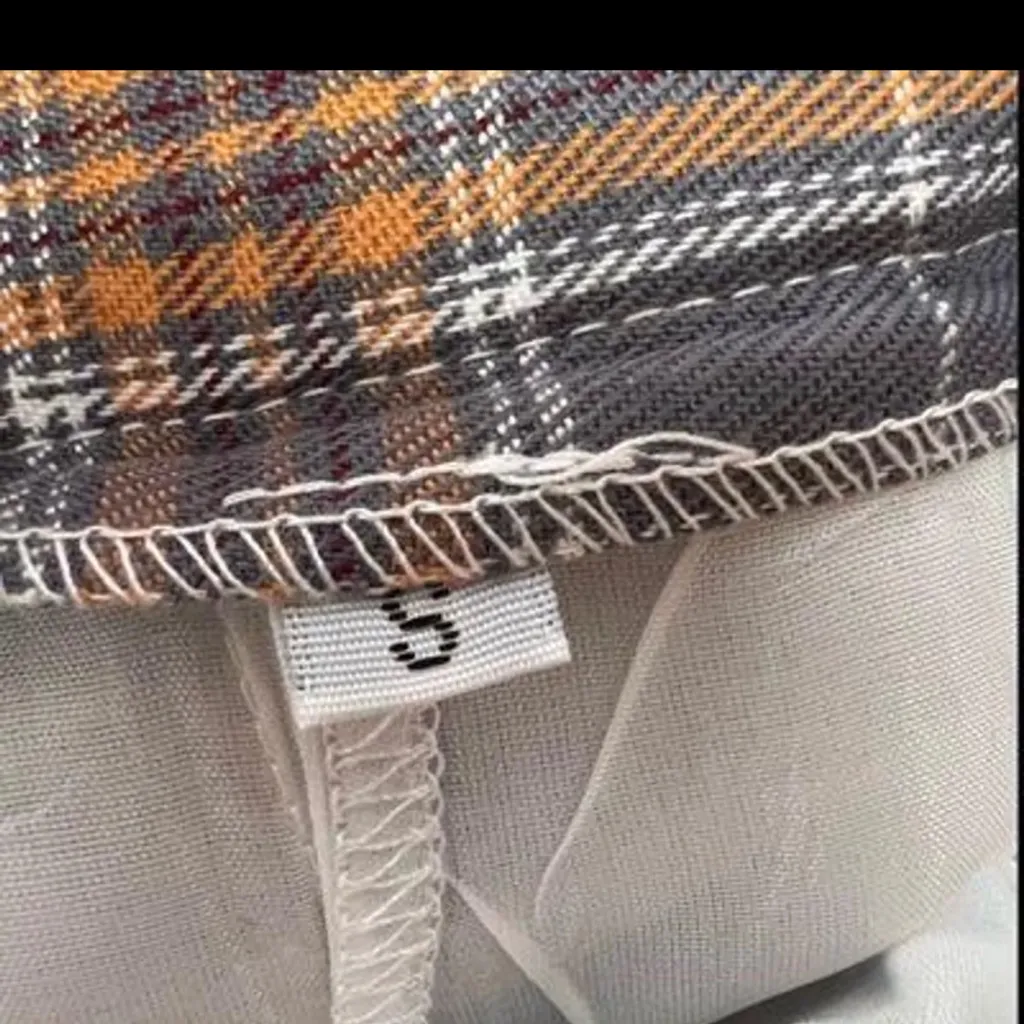 Chic Plaid Mini Skirt in Gray and Orange Brown - Image 3