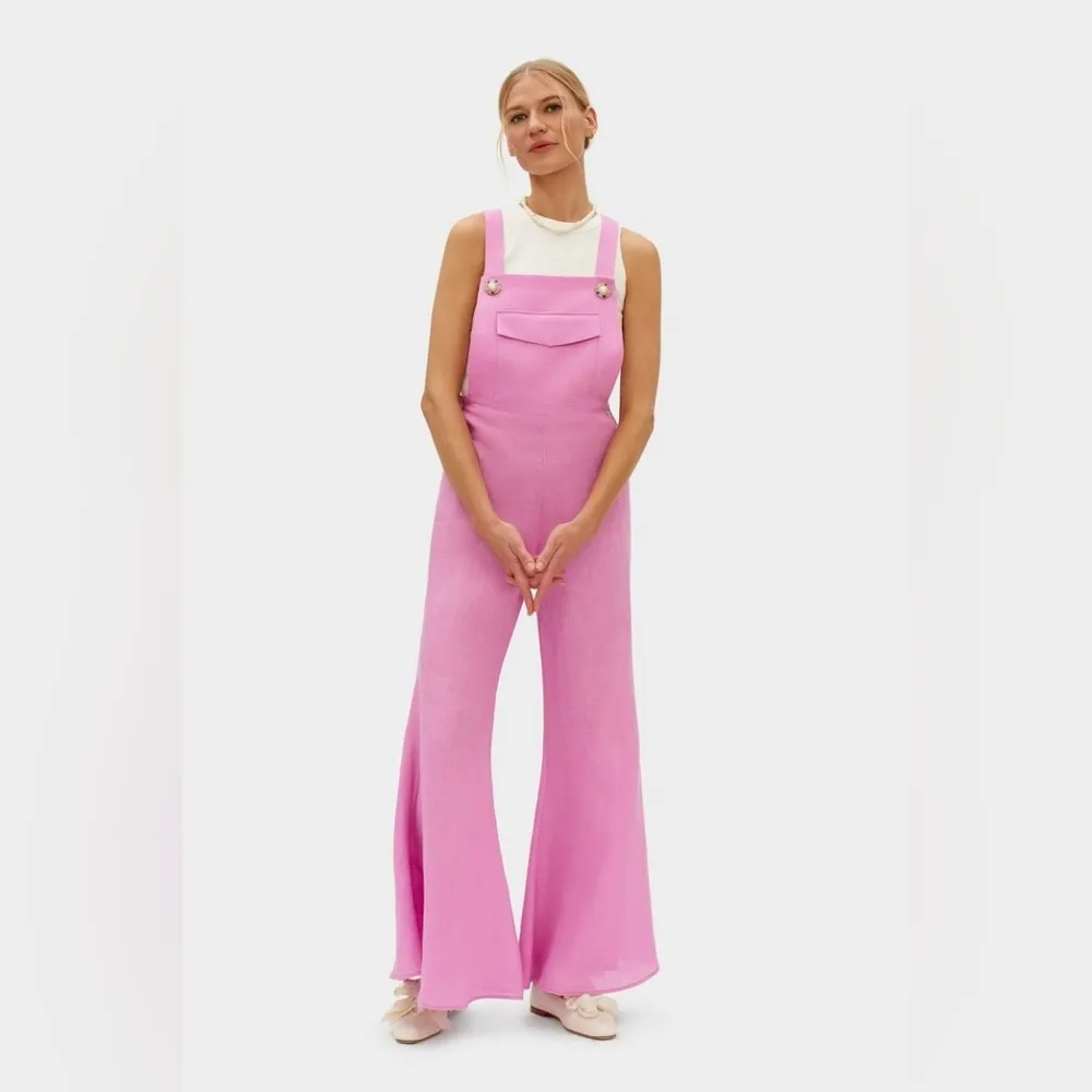 Sleeper Baccara Linen Jumpsuit in Pink - Image 12