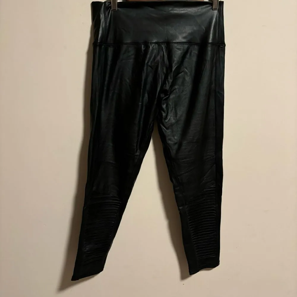 7 For All Mankind Faux Leather Liquid Moto Legging Pants Black- Size Large - Image 7