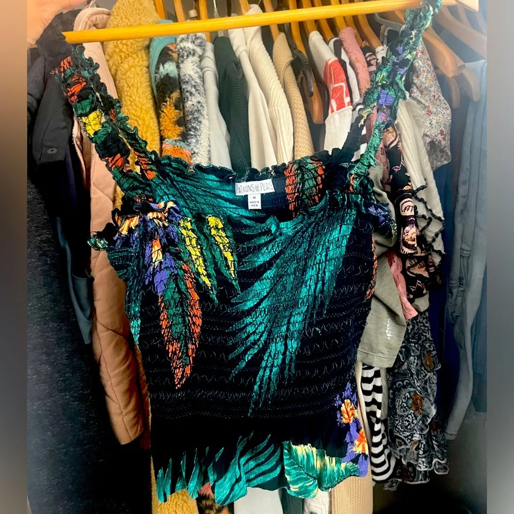 Stretchy tube Top w straps, Hawaiian print sz M Size M - Image 3