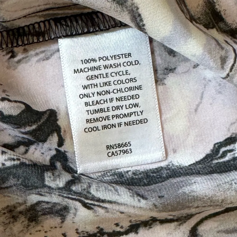 NWOT Open Edit Long Bell Sleeve Marble Asymmetrical Ruched Blouse Top XS Purple - Image 13