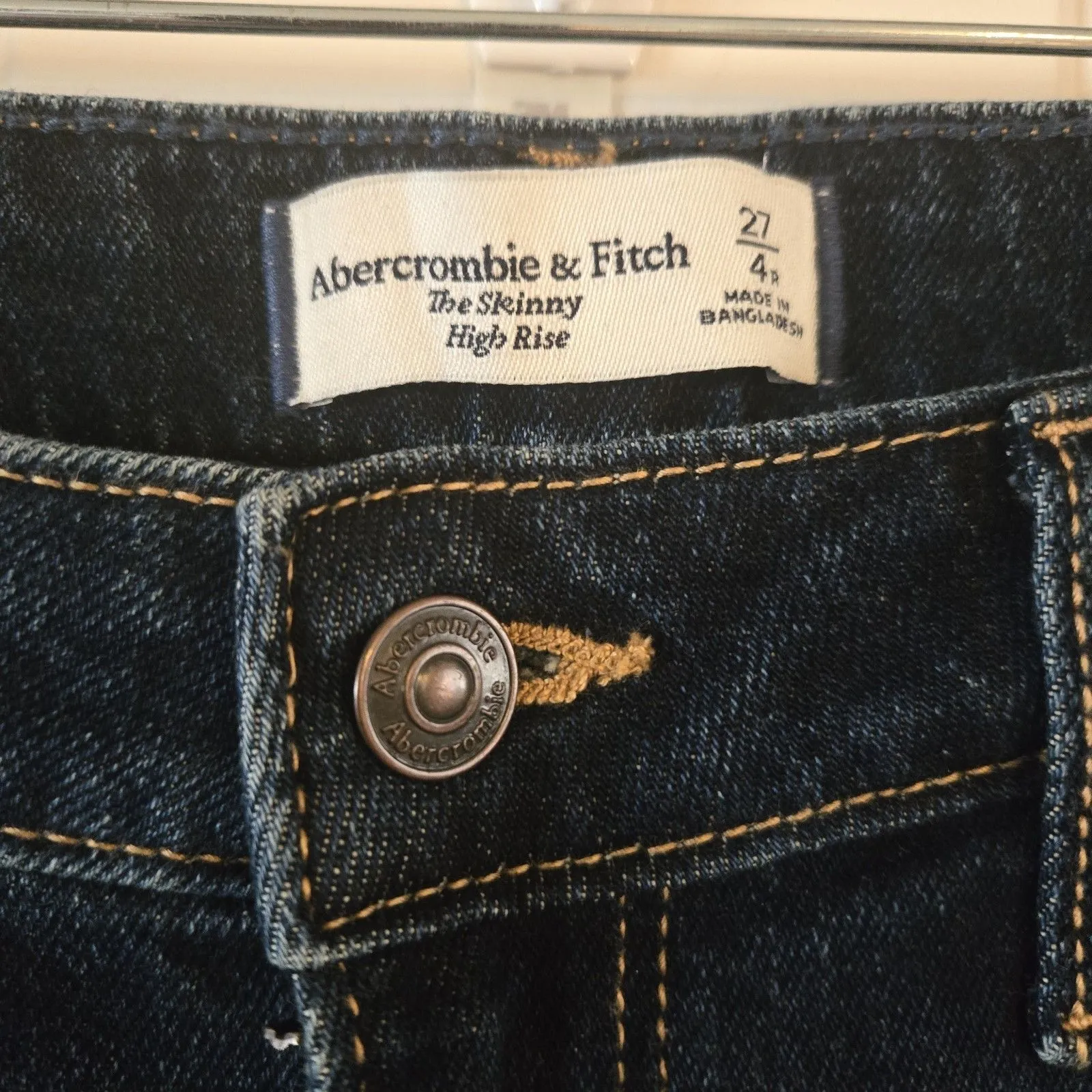 Abercrombie & Fitch High Rise Skinny Jeans Womens 27 4R Dark Wash Distressed Y2K - Image 3