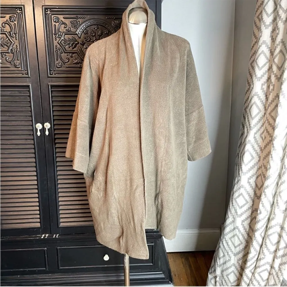 byrn Walker Marta Oversized Cacoon Wrap‎ Jacket Coat Soft Draped Fleece M - Image 2