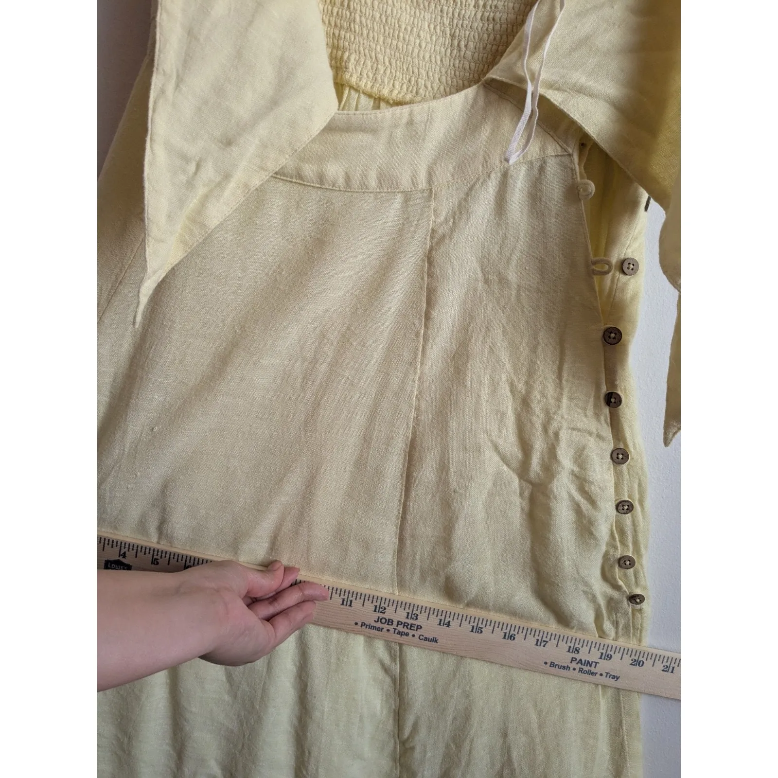 FREE PEOPLE The Getaway Midi Maxi Dress Smocked Cut Out Cotton Yellow Size XS - Image 13