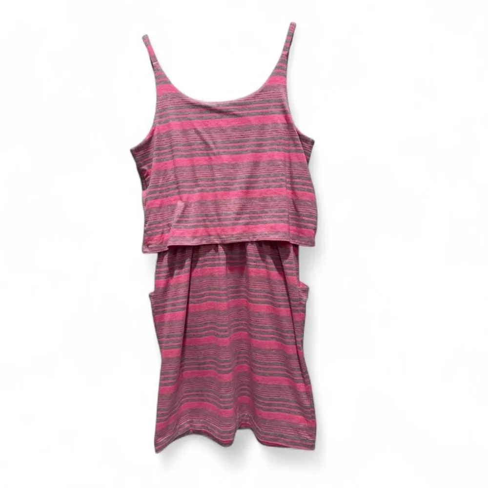 Kavu Pink &‎ Gray Striped Mini Tank Sleeveless Dress Size XS Pockets Casual - Image 2
