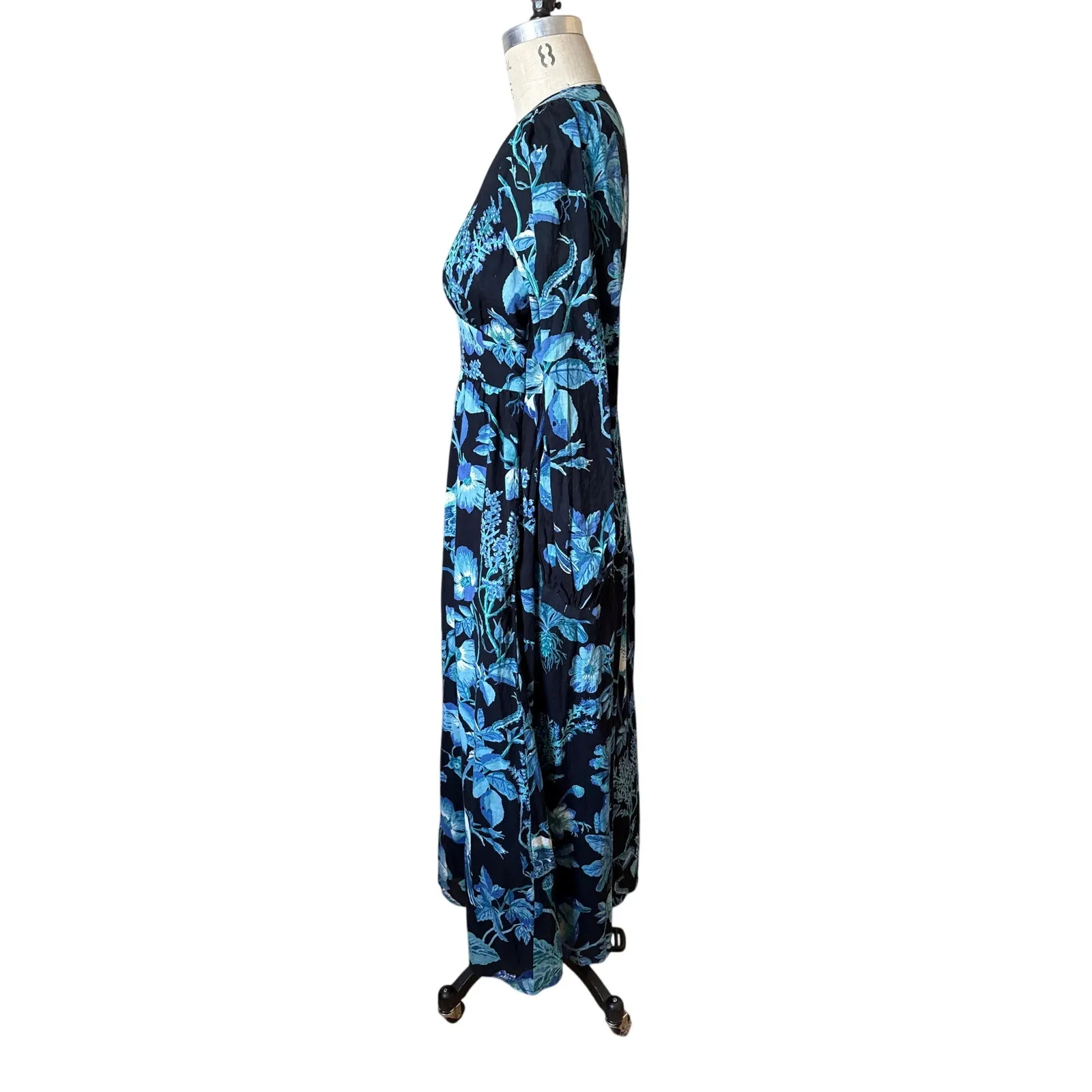 Banjanan Melany Maxi Tropical Print Dress In Hedgerow Black Size Small Blue - Image 5