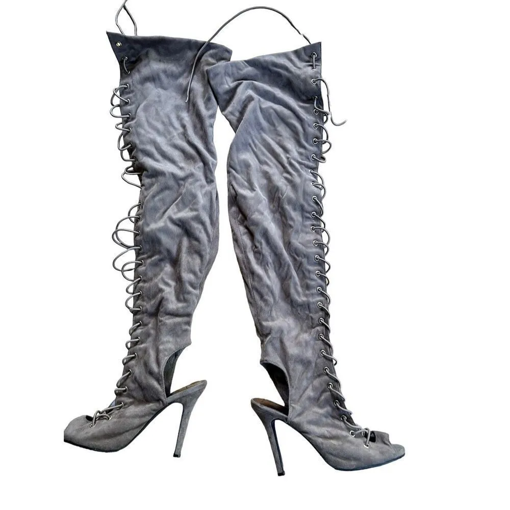 Lace Up Stiletto Heel Heels over the knee - Image 2