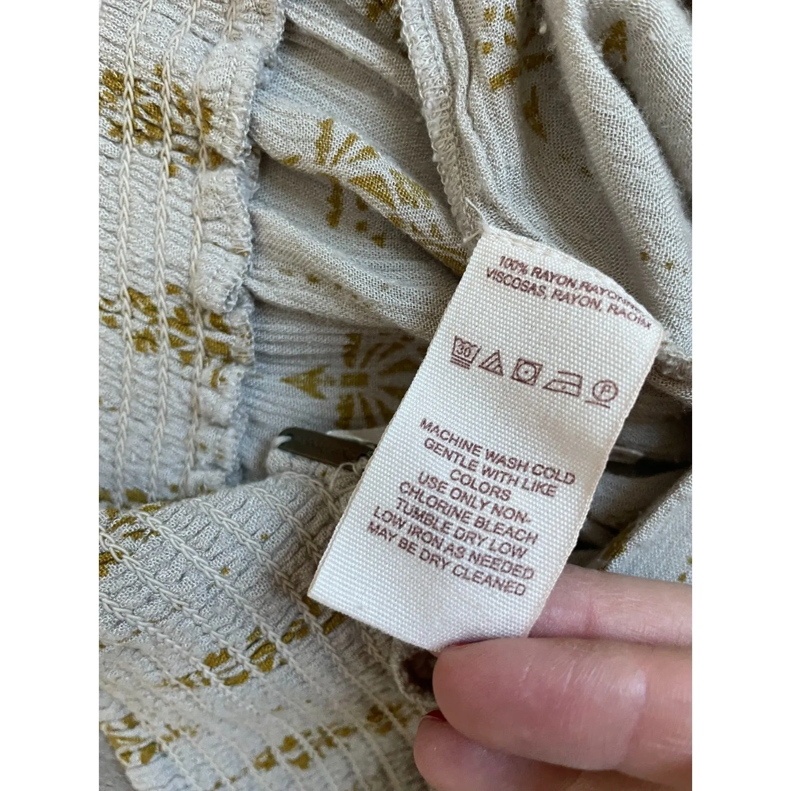 FREE PEOPLE Sz S DIAMOND PRINT HAREM PANTS Carpi floral loose flowy boho style - Image 5