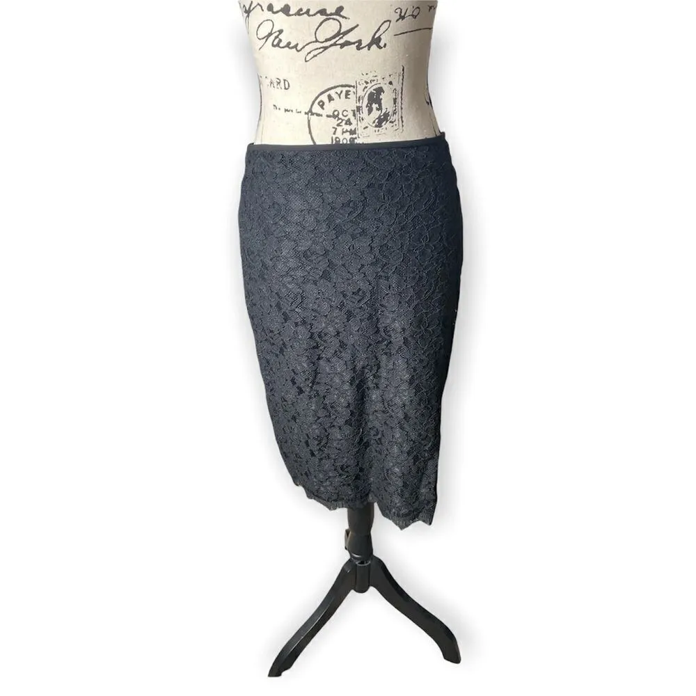 Diane Von Furstenberg SZ 10 Scotia Black Lace Pencil Skirt - Image 10