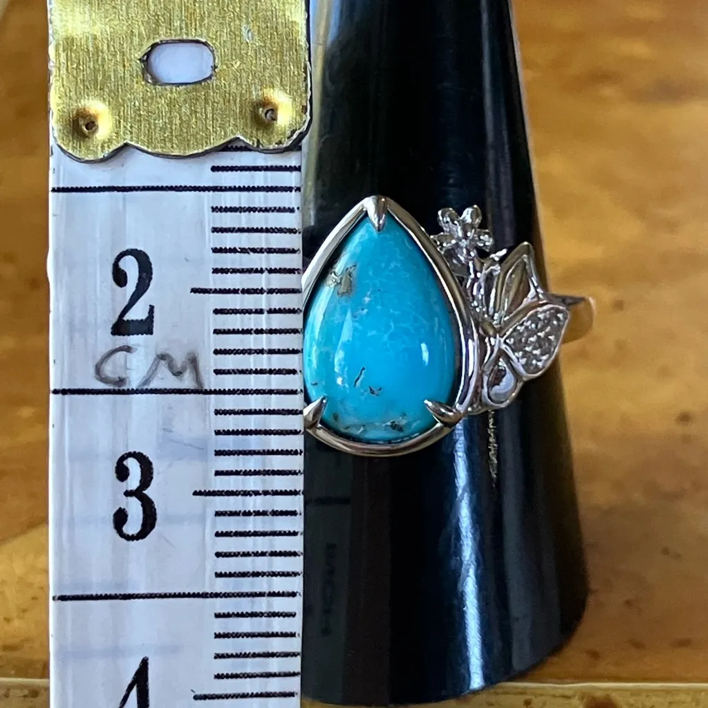 Kingman Turquoise Sterling Silver Ring Size 10 - Image 8
