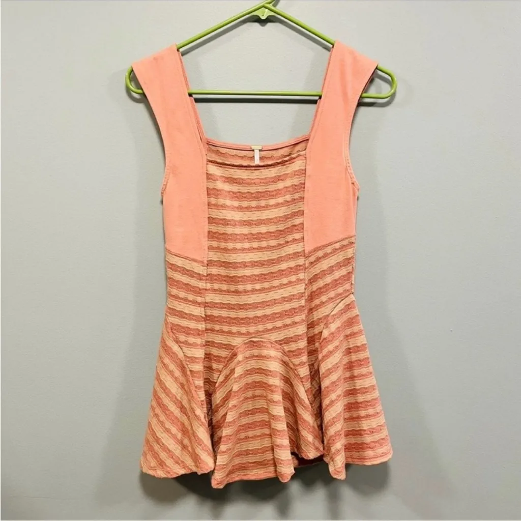 Free People Coral Striped Peplum Tank Top Size XS! - Image 2