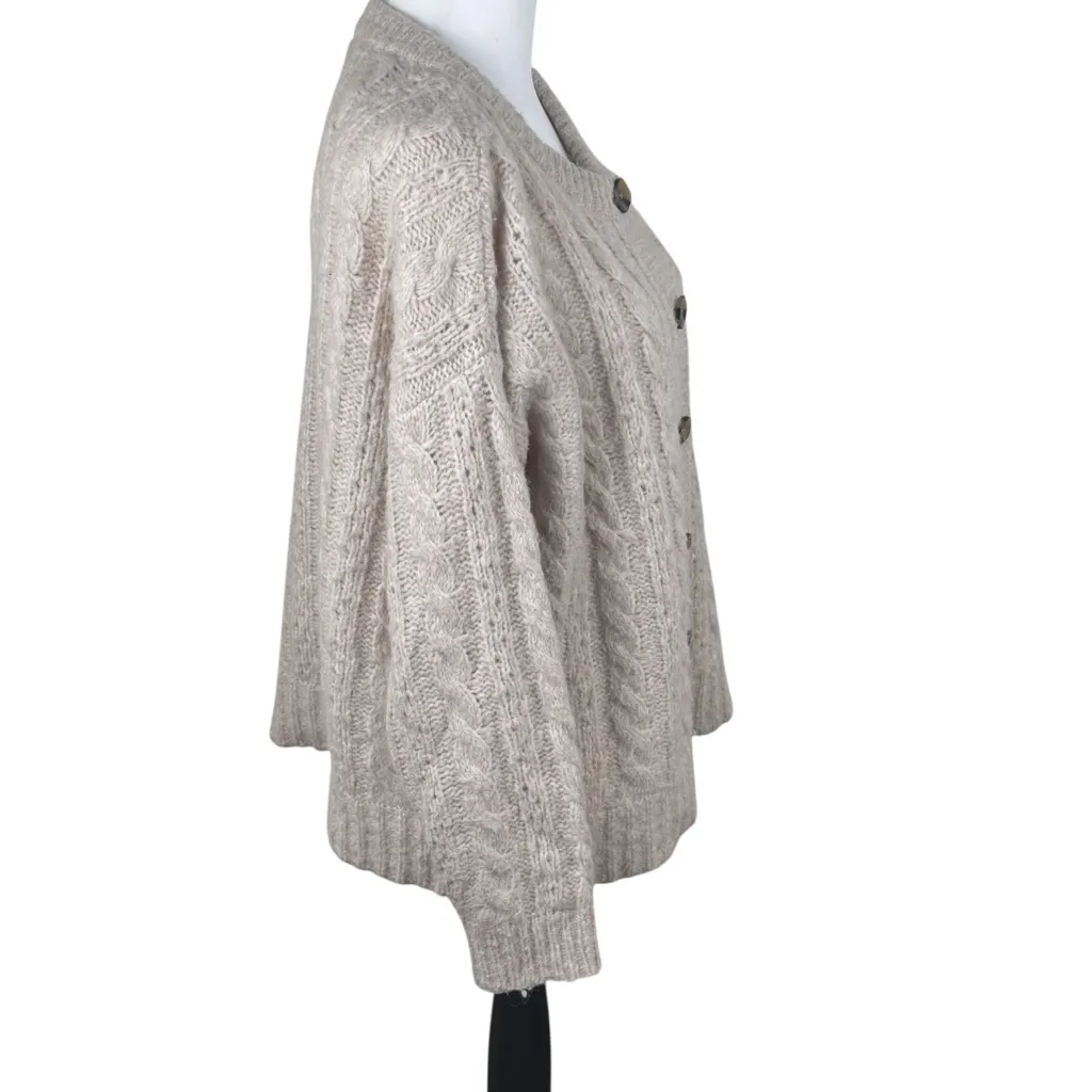 Madewell Oversized Relaxed Fit Chunky Oatmeal Grandpa Cardigan Sweater Small - Image 5