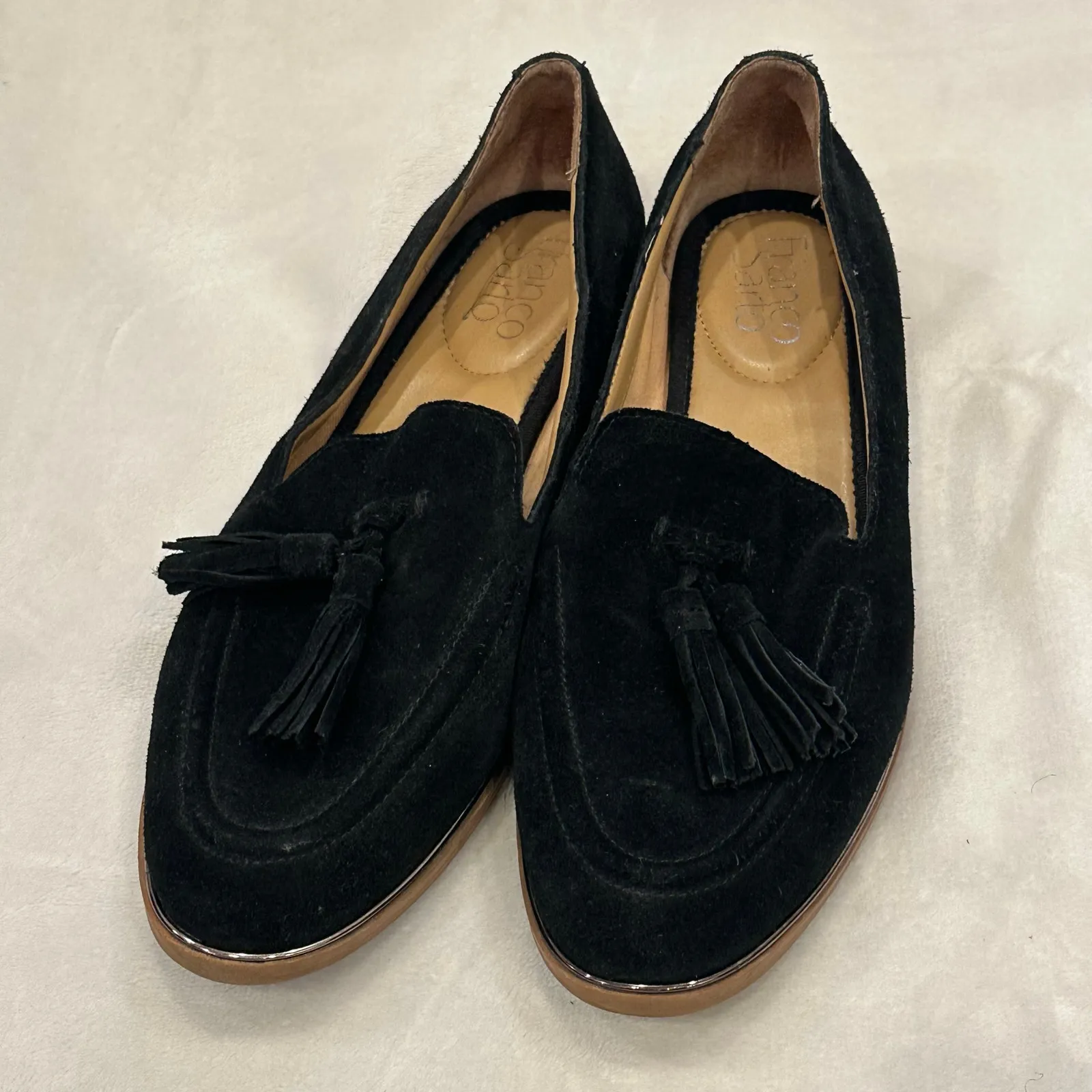 Franco Sarto Hilly Black Suede Loafer sz 7.5 Tassel Loafer Flats - Image 7