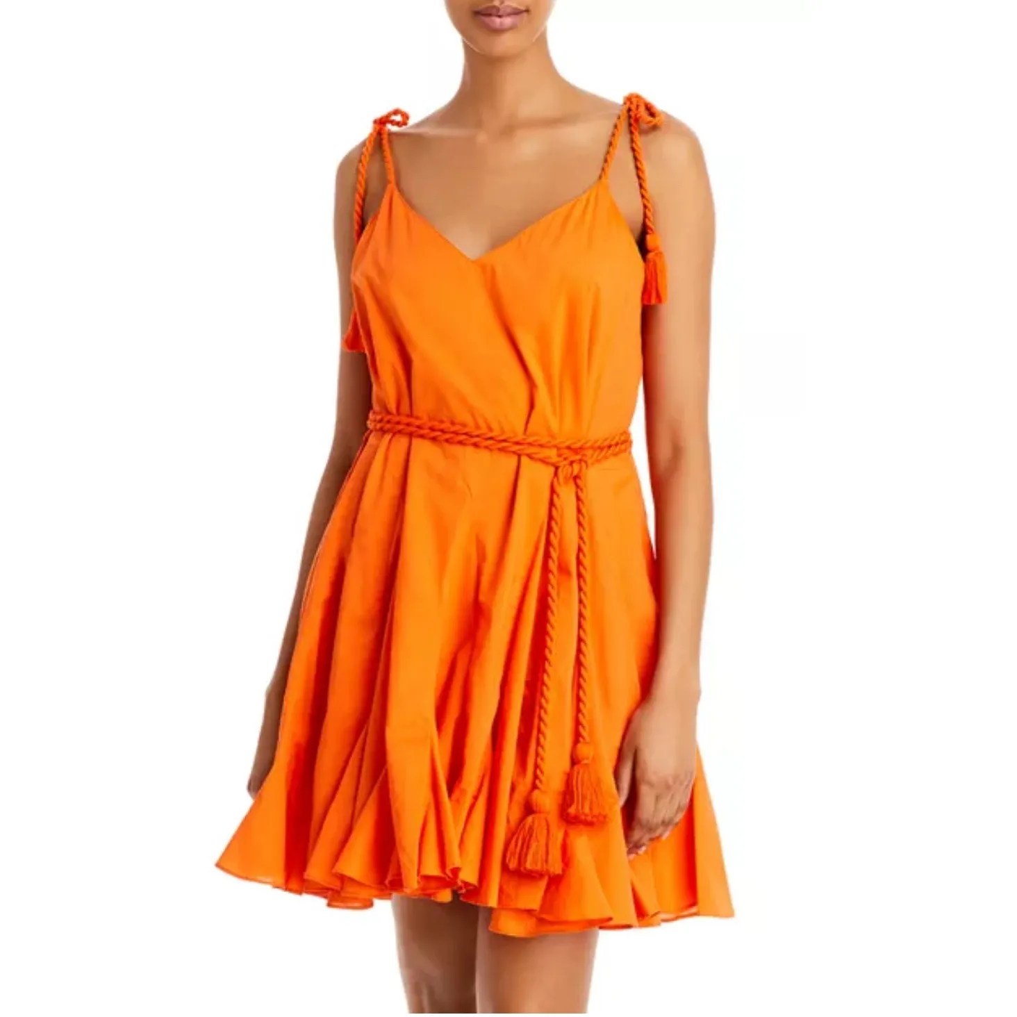 RHODE Casey Cotton Mini Dress Orange - Image 9