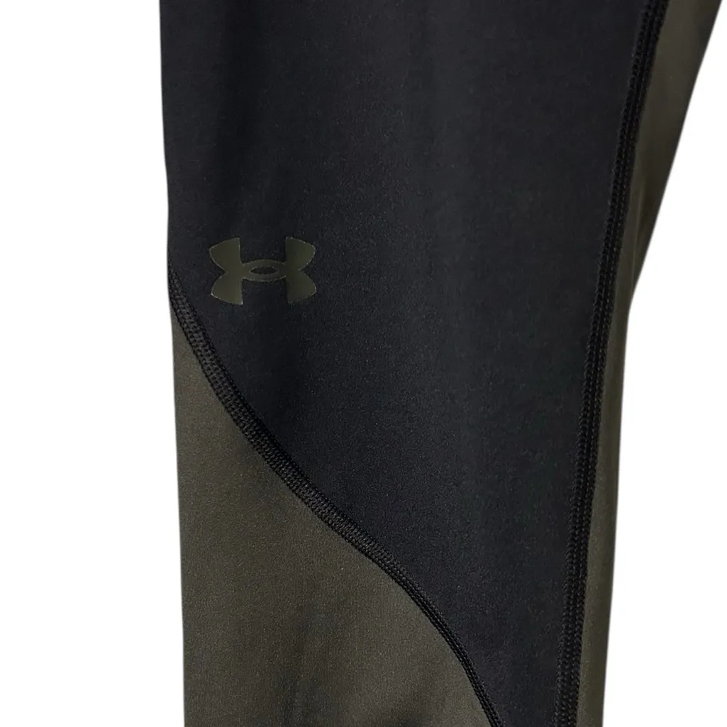 Women’s Under Armour Fitted HeatGear Green Black Crop Athletic Leggings—XL - Image 2