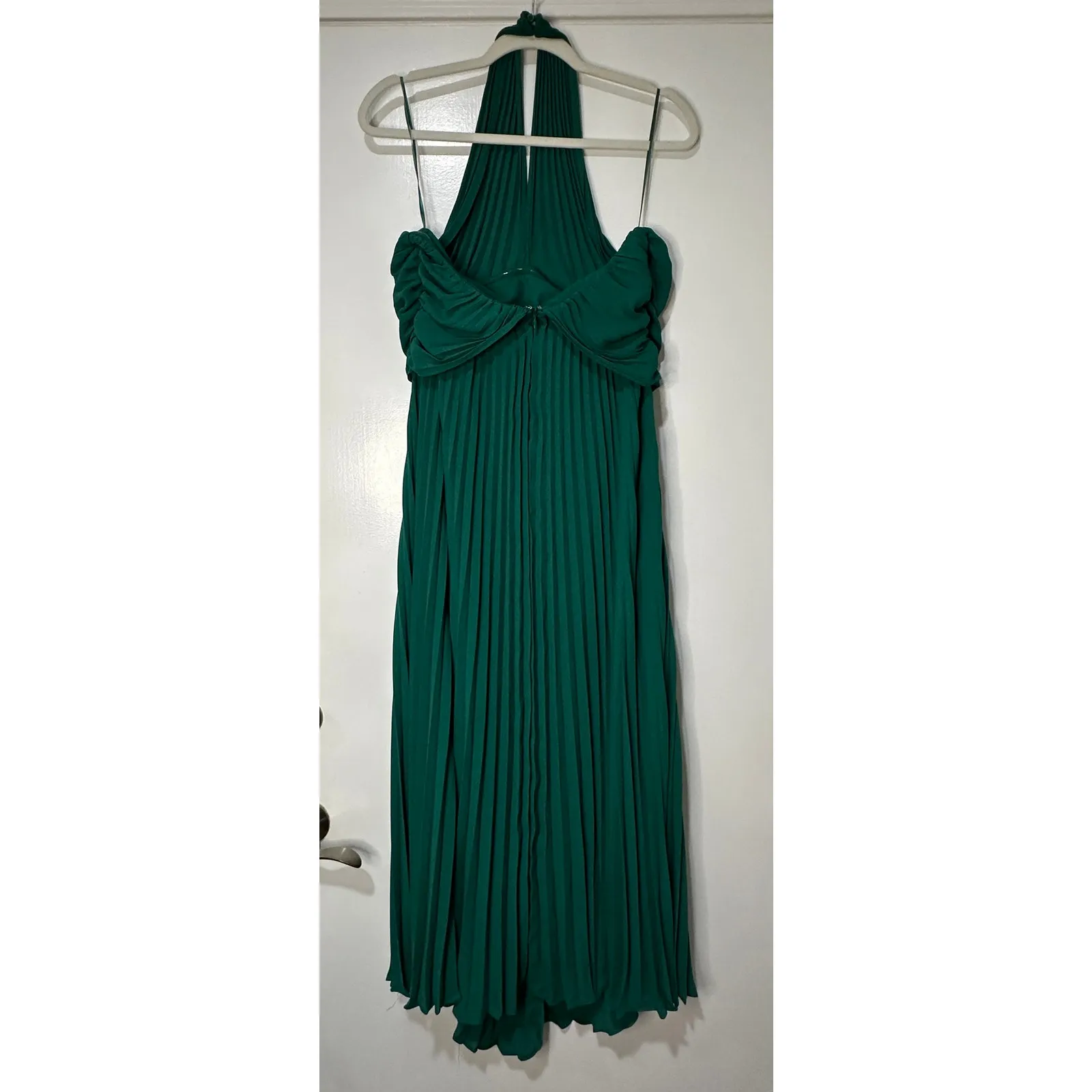 Reiss Roya Halter Neck Pleated Midi Dress Emerald Green Size 6 NWT Elegant Dress - Image 8
