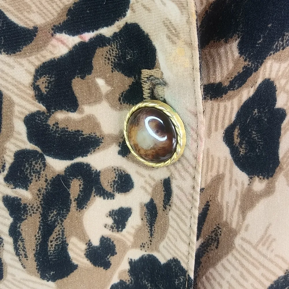 Popovitch L Vintage Knit Golden Leopard Long Jacket Black Size L - Image 9