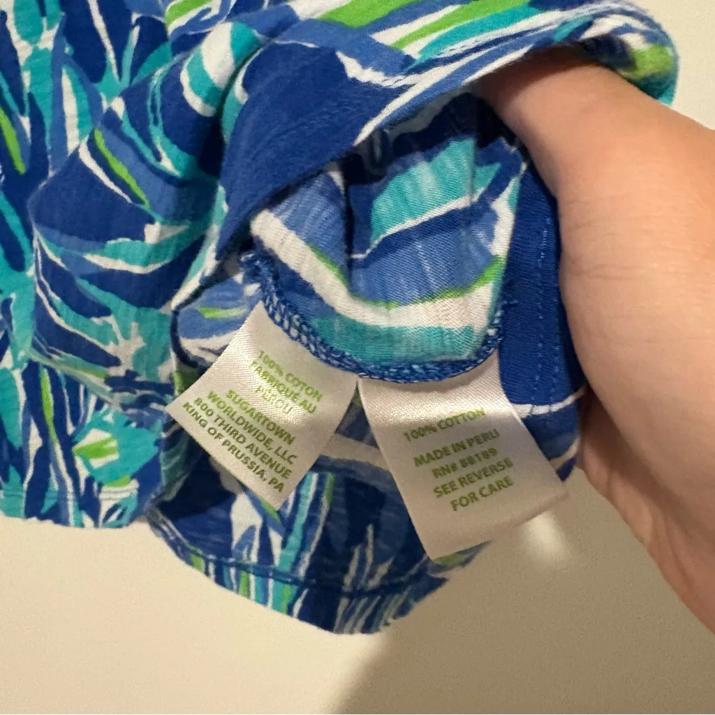 Lilly Pulitzer Essie Tank Top Blue‎ Bamboo Crush Blue Green Size XXS - Image 5