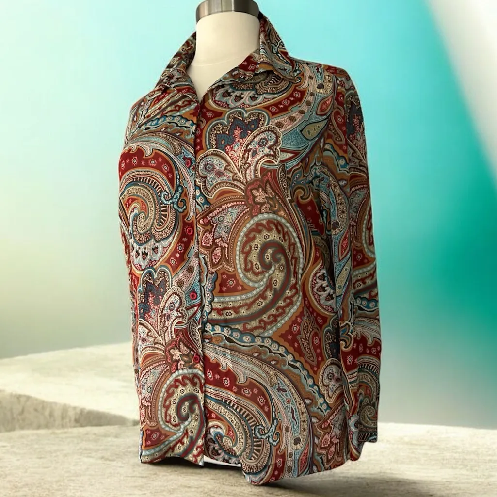 NWT!Evan Picone Multicolor Paisley Blouse Size 2X - Image 2
