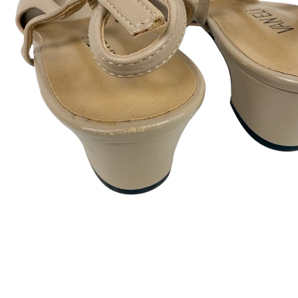 Vaneli Aliz Slingback Pump Cap Toe Low Heel Pudding Leather Nude Black Size 9 Tan - Image 4