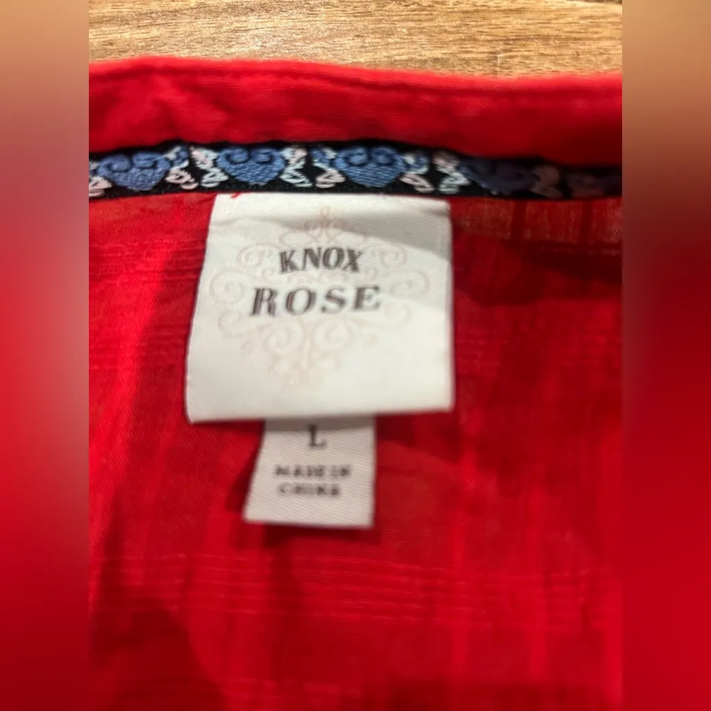 Knox Rose Women's Boho Short Sleeve V Neck Tiered Embroidered Dress Size L - Image 7