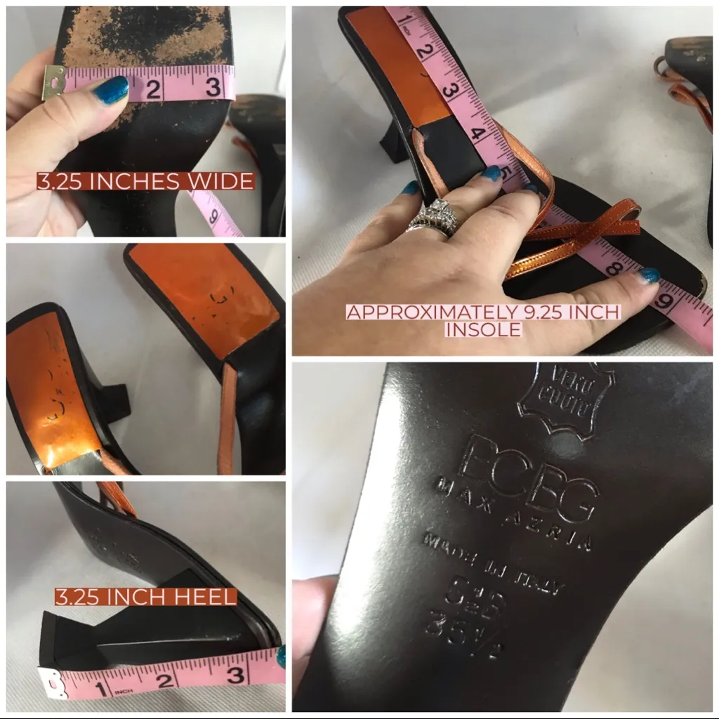 BCBG MAXAZRIA COGNAC BROWN PATENT LEATHER STRAPPY SLIDE AVANT GARDE HEEL (5.5) - Image 14