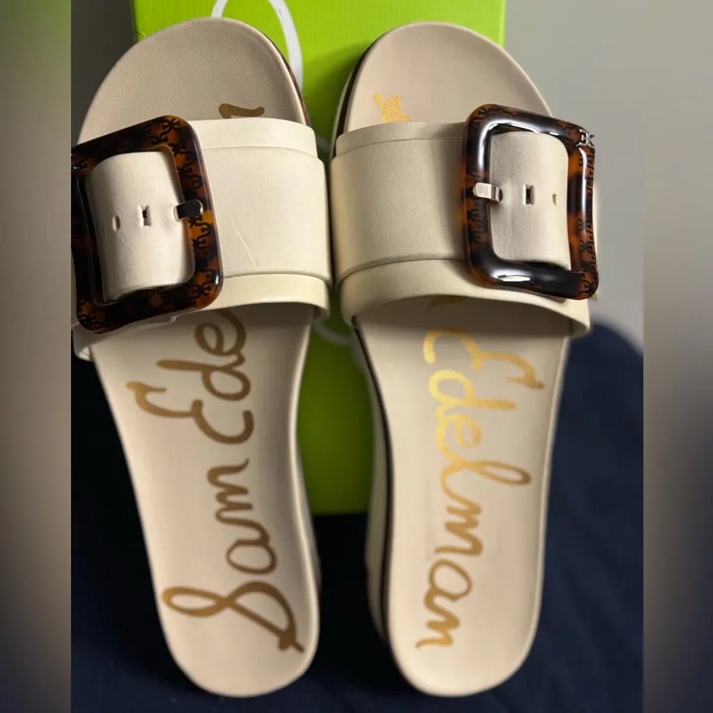 Sam Edelman Ariane Platform Slide Sandal ivory leather - Image 3