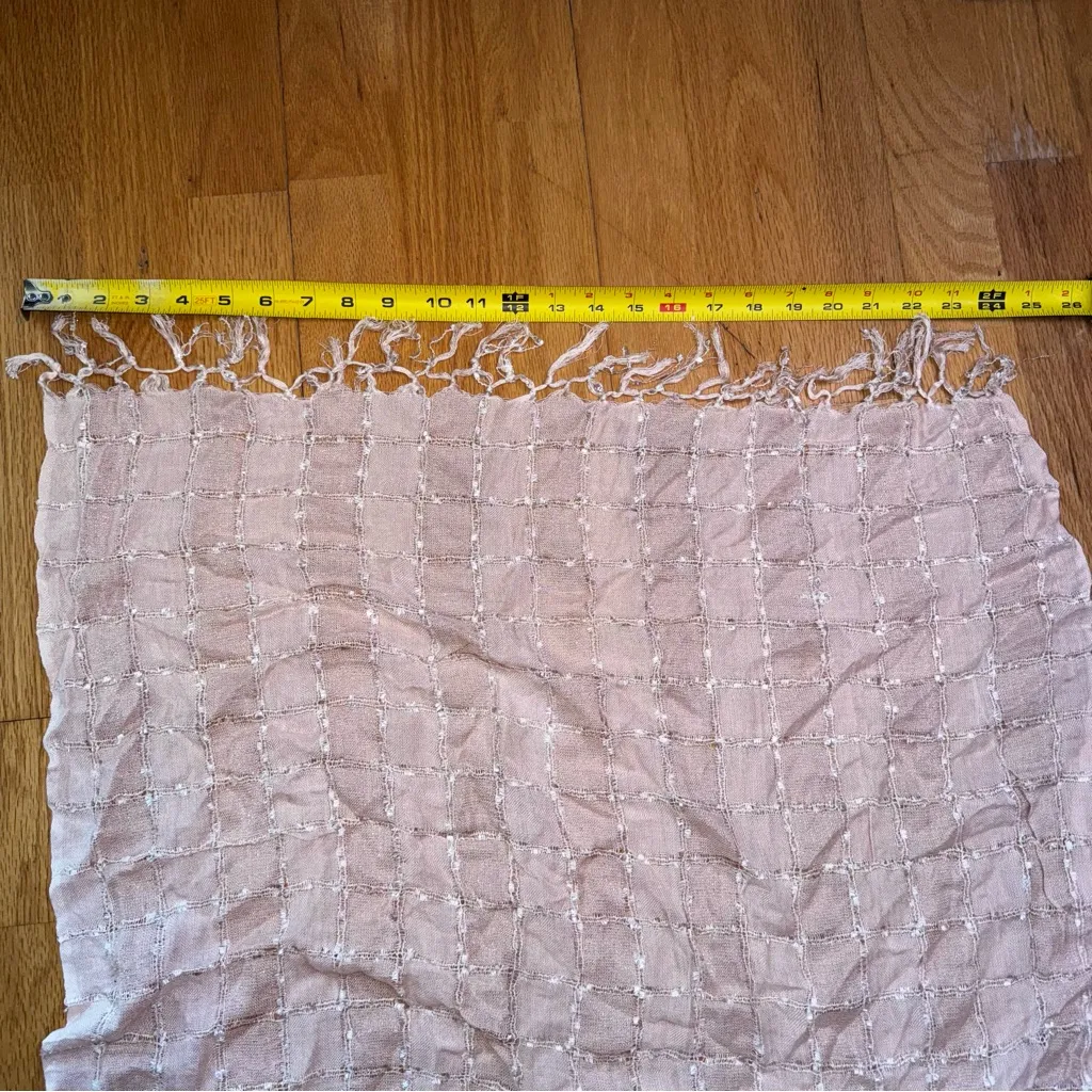 C by RSVP Blush Pink Wrap Scarf Fringe Hippie Boho Casual Light Feminine Spring - Image 4