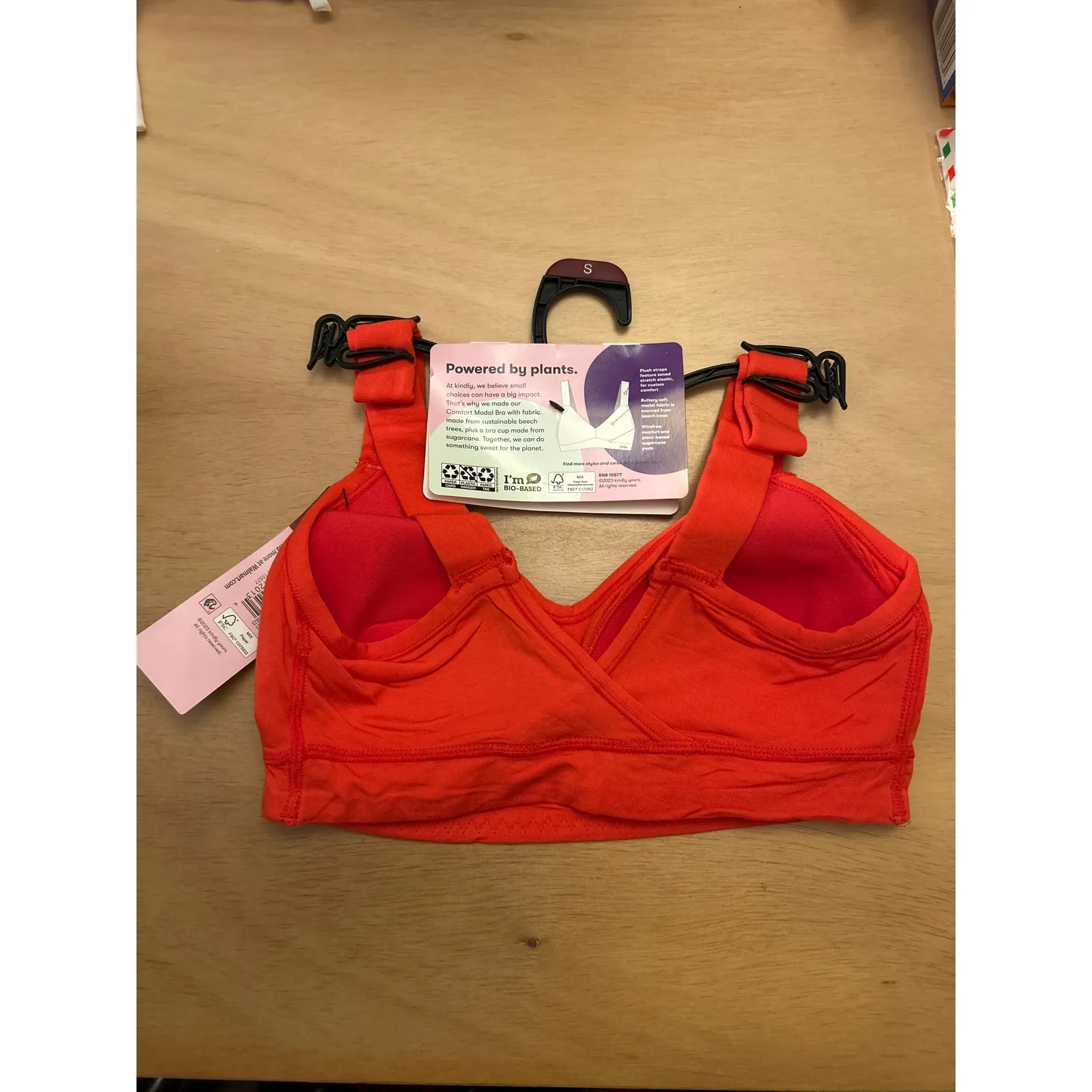 New Women’s Kindly Yours Modal Spandex bra/Sports Bra Red/Pink size Small - Image 3