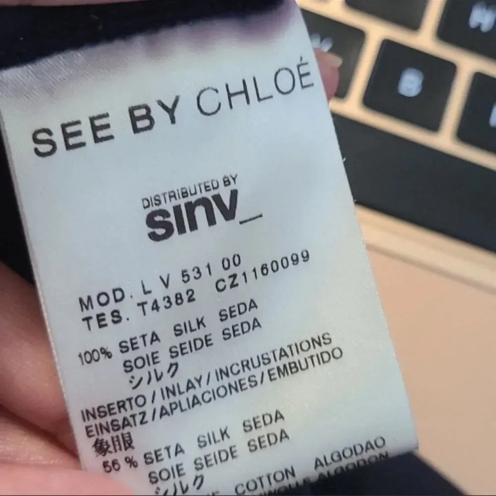 SEE‎ BY CHLOE 100% Silk Victorian Inspired Navy Mini Dress 4 - Image 11