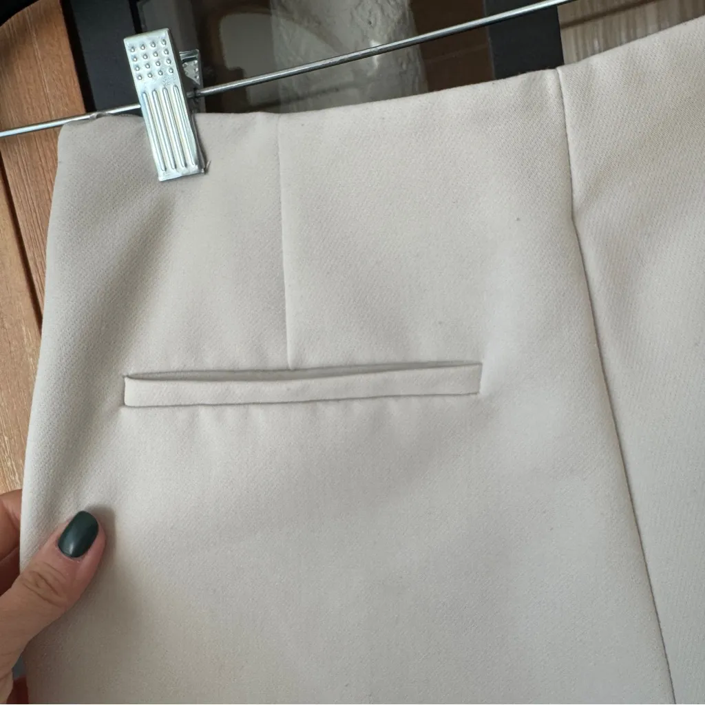 Zara asymmetrical skort skirt high rise waisted greige beige bone oyster mini - Image 6