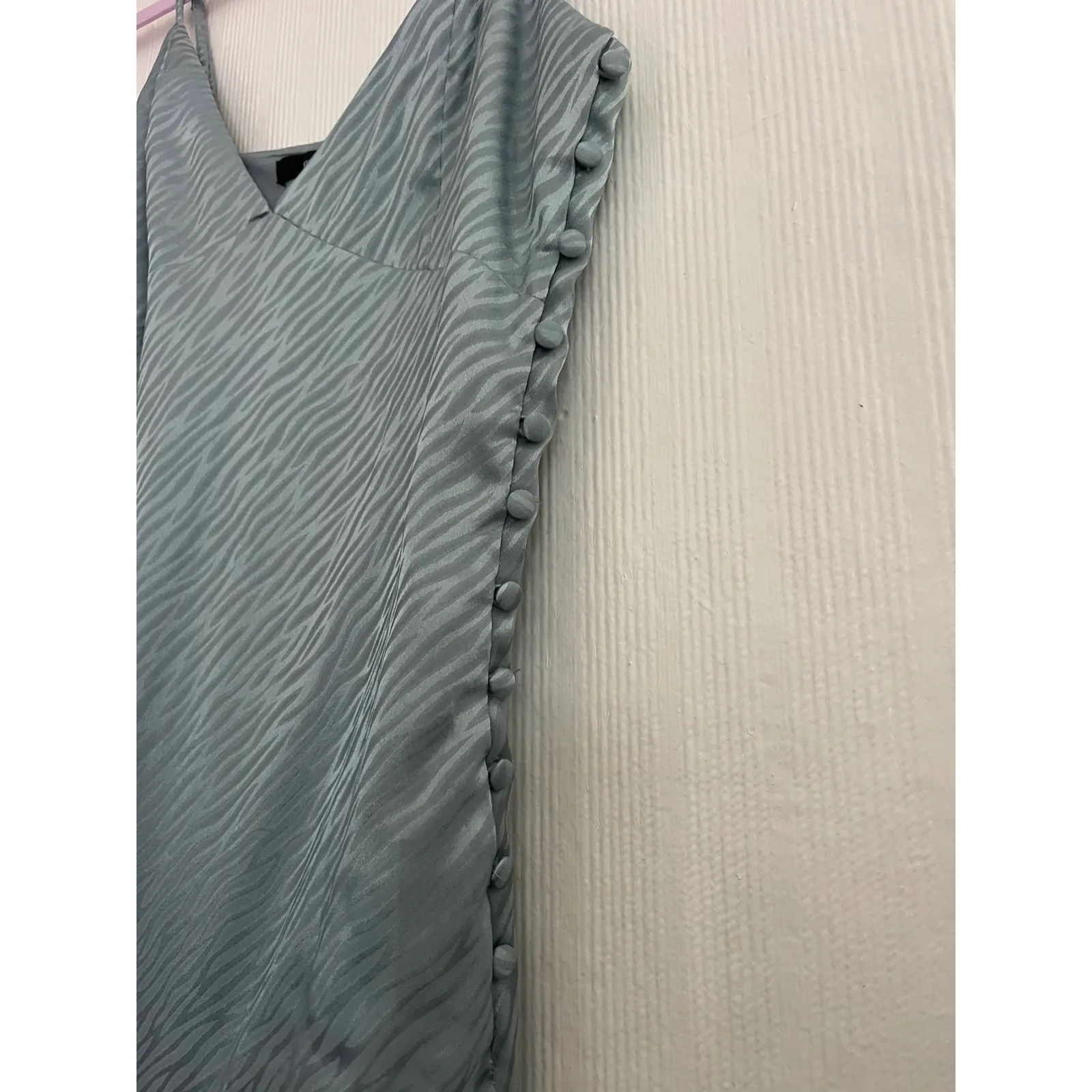 Forever 21 Mini Dress Blue Gray Zebra Print Sleeveless Button Accents - Image 6