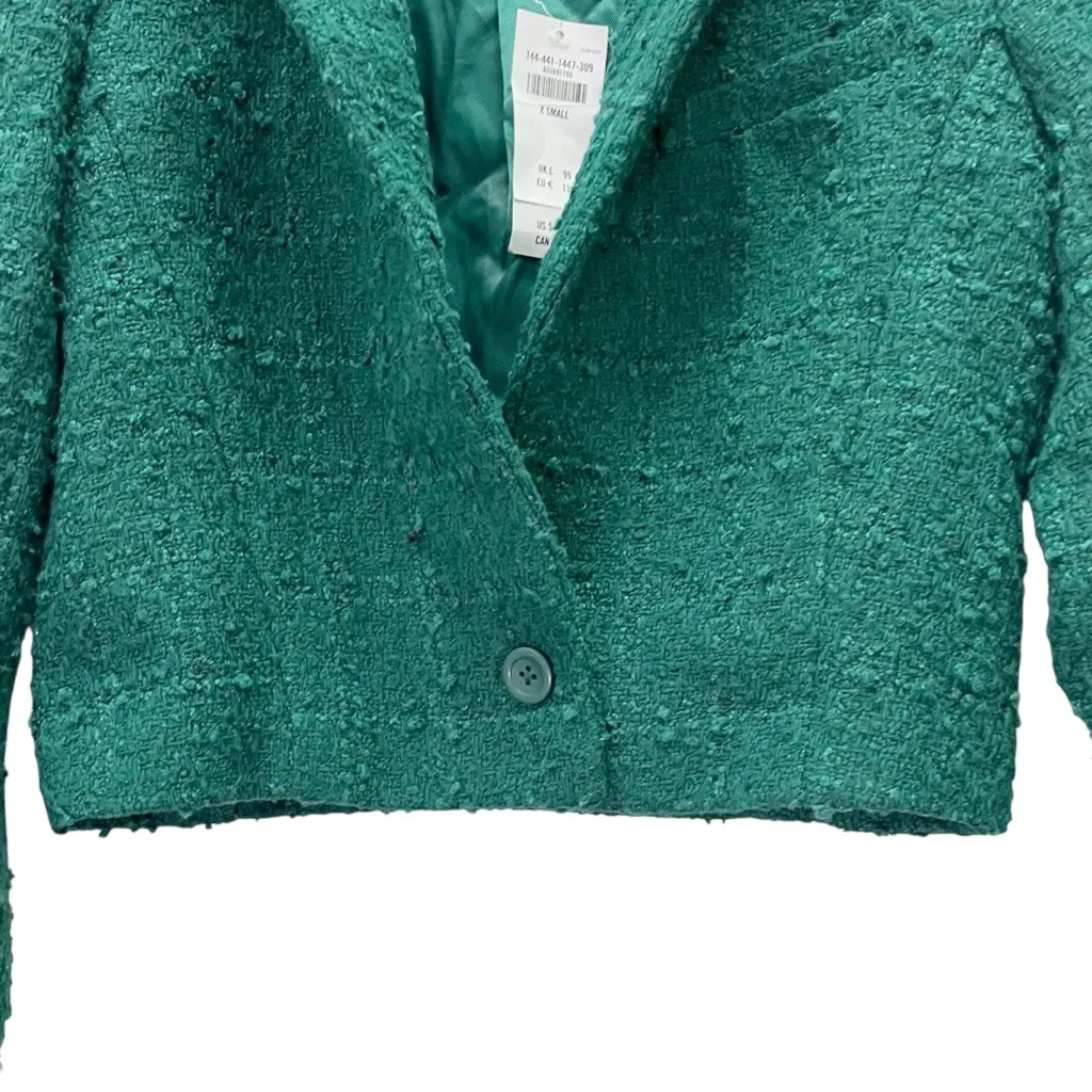 NWT Abercrombie & Fitch Green Cropped Tweed Blazer Jacket Size XS Single Button - Image 9
