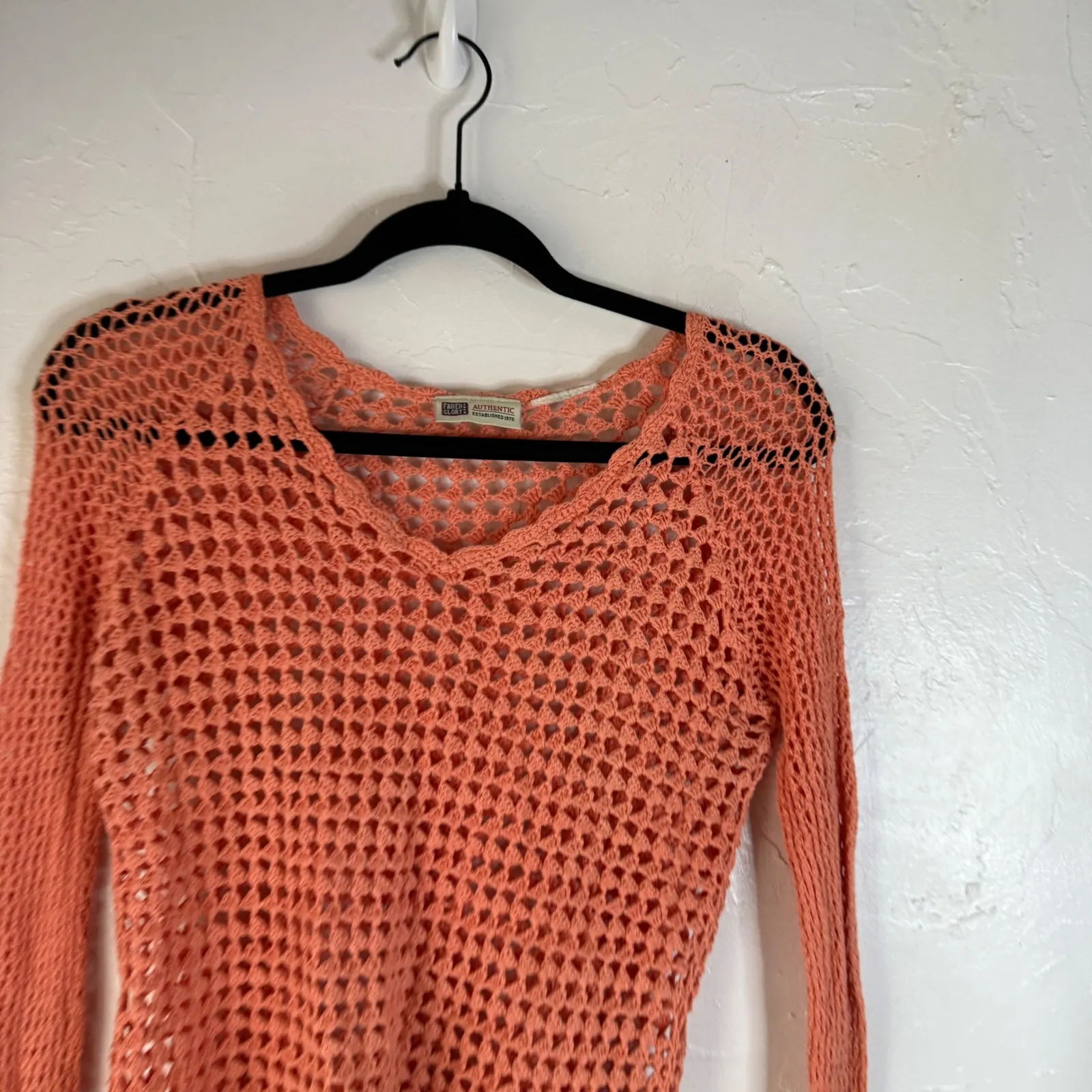 Faded Glory Vintage Y2k Authentic Coral Crochet Top S Festival Rave Hippie - Image 2