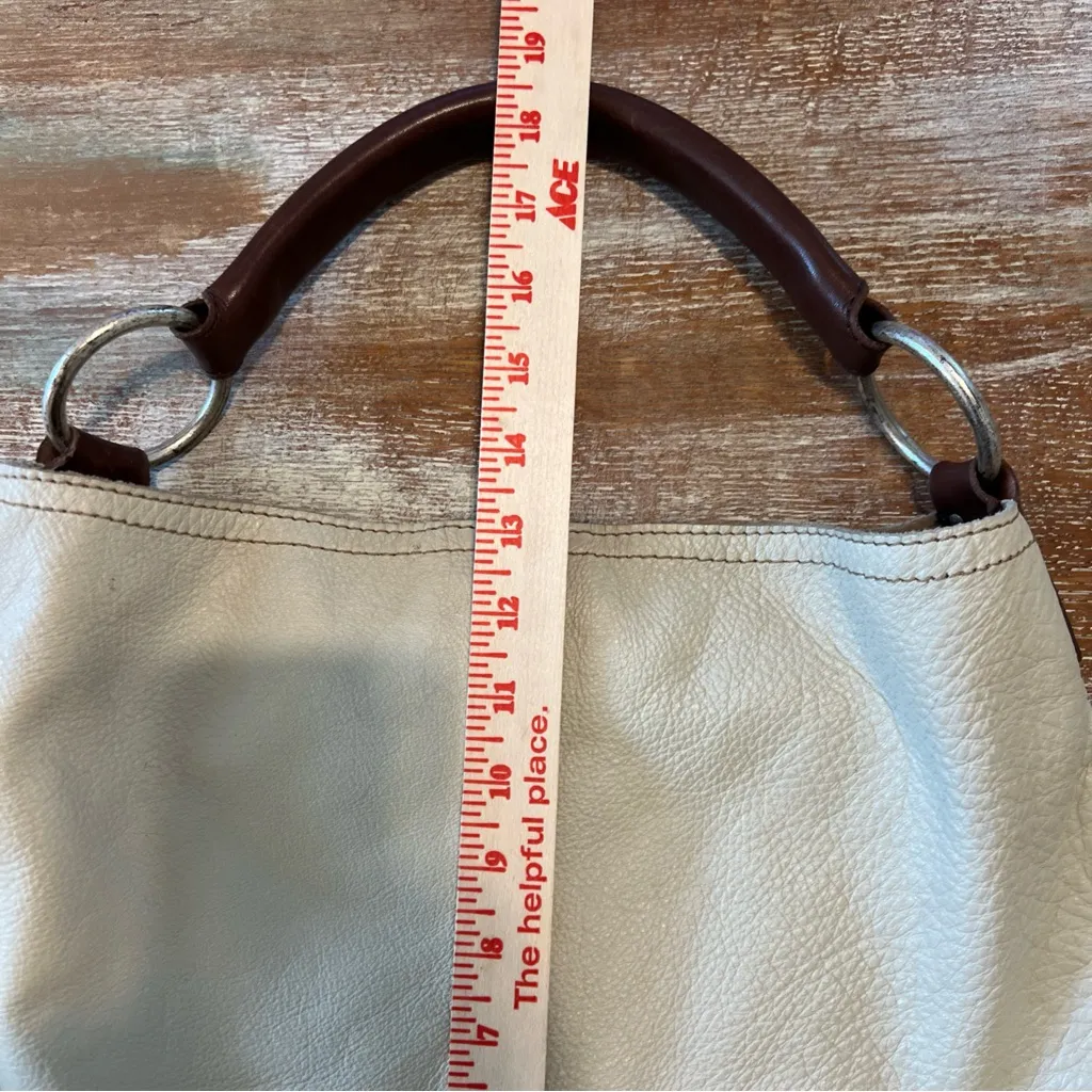 Lucky Brand Off White Cream Leather Hobo Shoulder Bag Y2K - Image 9