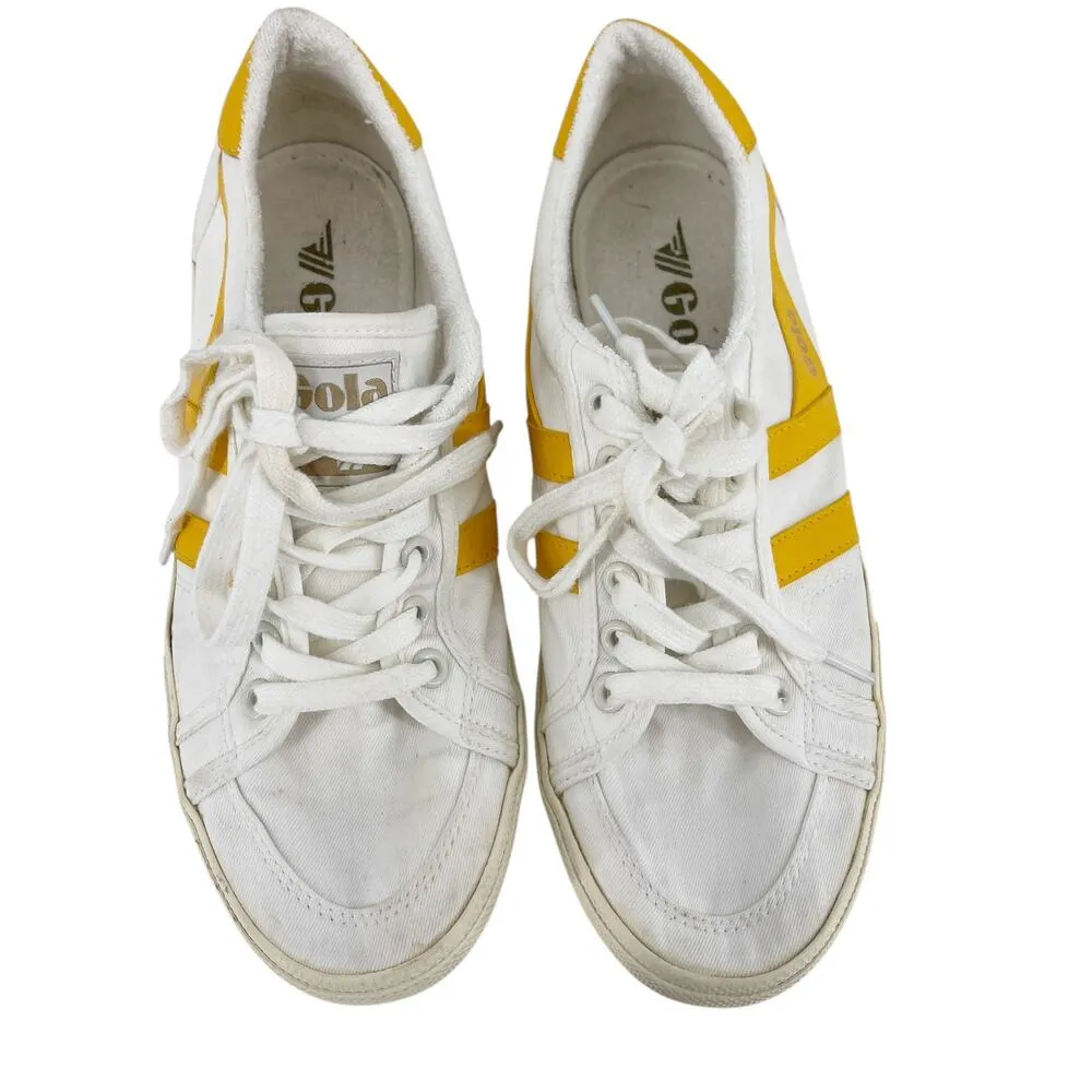 Gola Stratus Sneaker Vegan Leather Off White & Sun Yellow Size 8 - Image 2