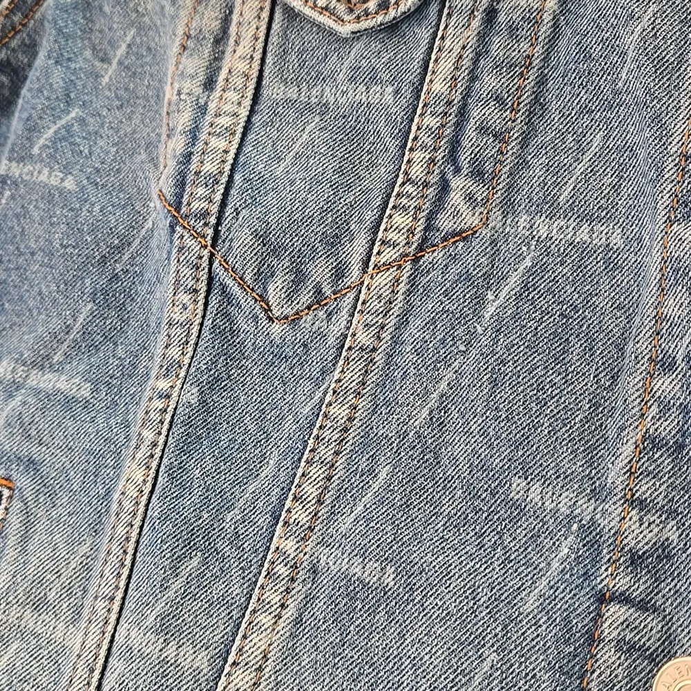 Balenciaga  Blue Monogram Logo Oversized Denim Jacket - Image 6