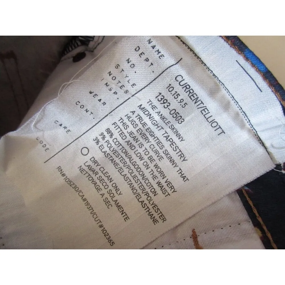 NWT Current/Elliott the Ankle Skinny in Midnight Tapestry Print Stretch Jeans 25 - Image 4