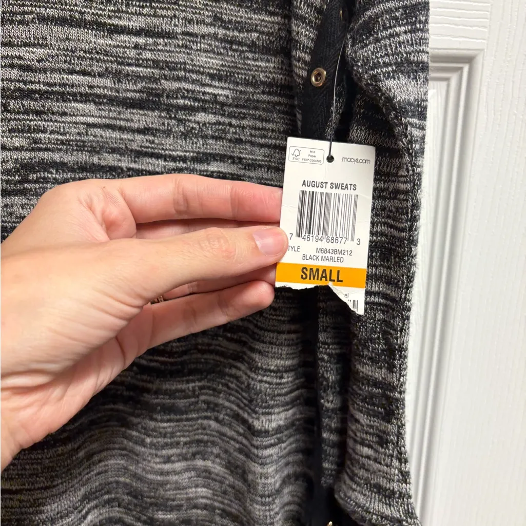 NWT Material Girl Active Lightweight Black Marbled Hoodie Size Small - Image 2