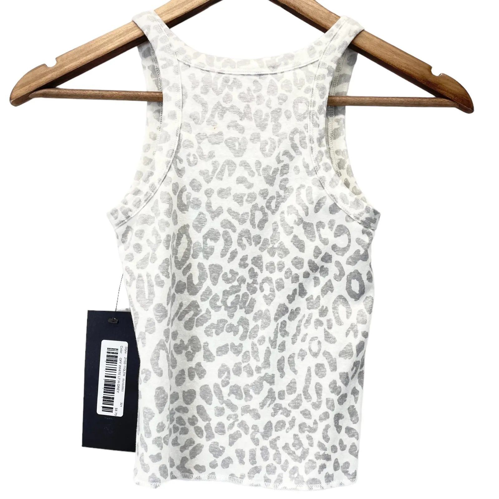 NEW Olivaceous Womens S Tank Top Animal Print‎ Cream Gray  Round Neck Cropped - Image 3
