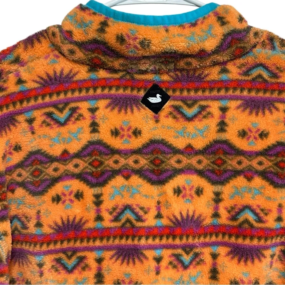 Southern Marsh Fleece Dorado Pullover Size Medium Orange Aztec 1/4 Zip Southwest - Image 5