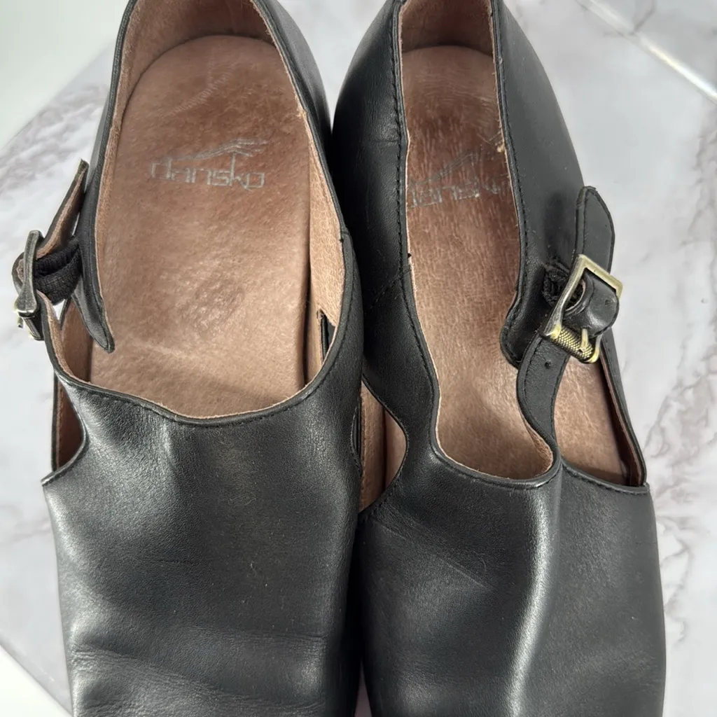 DANSKO Black Leather Hollie Block Heel Closed Toe‎ Clog Sz 39 EU Dance Comfy - Image 8