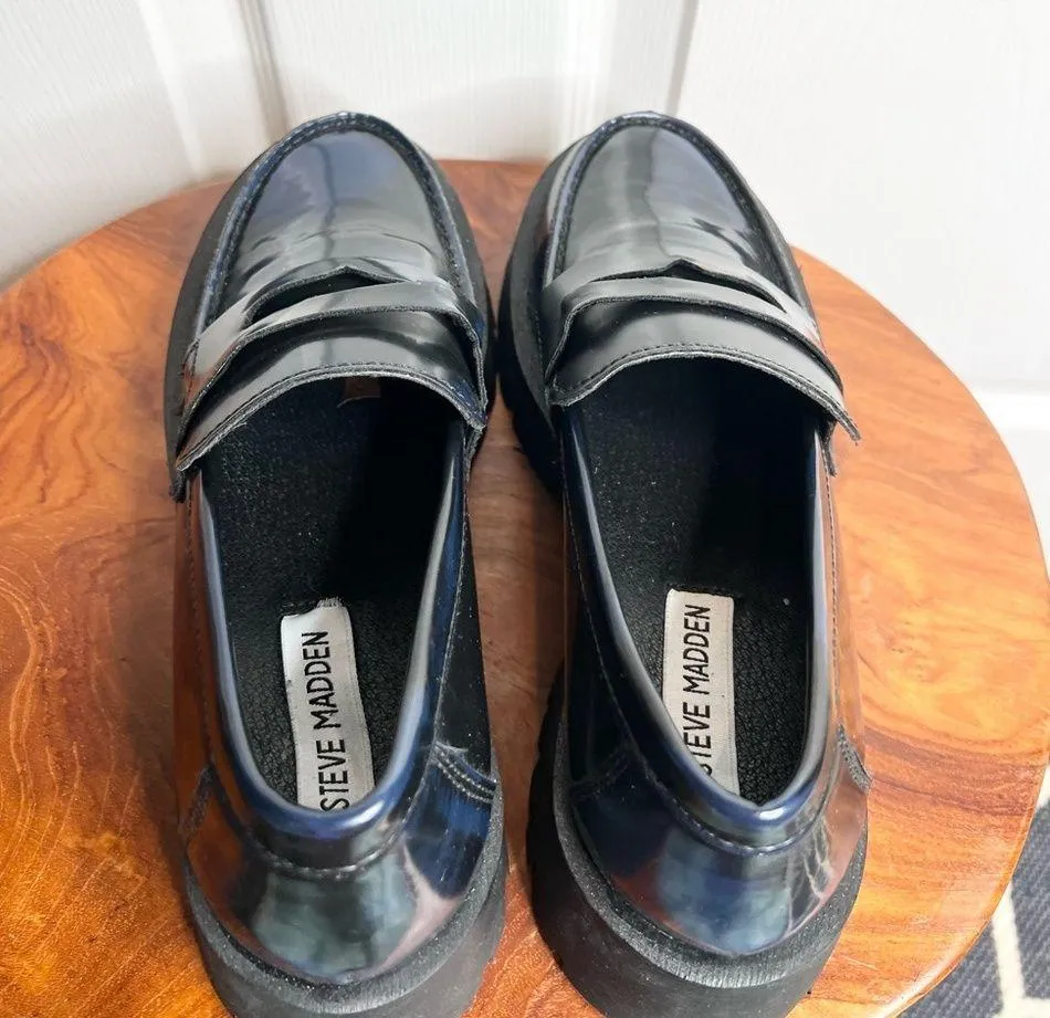 Steve Madden Women's Lolo Penny Loafers Black and Blue Size 6.5 Slip-On Flats - Image 7