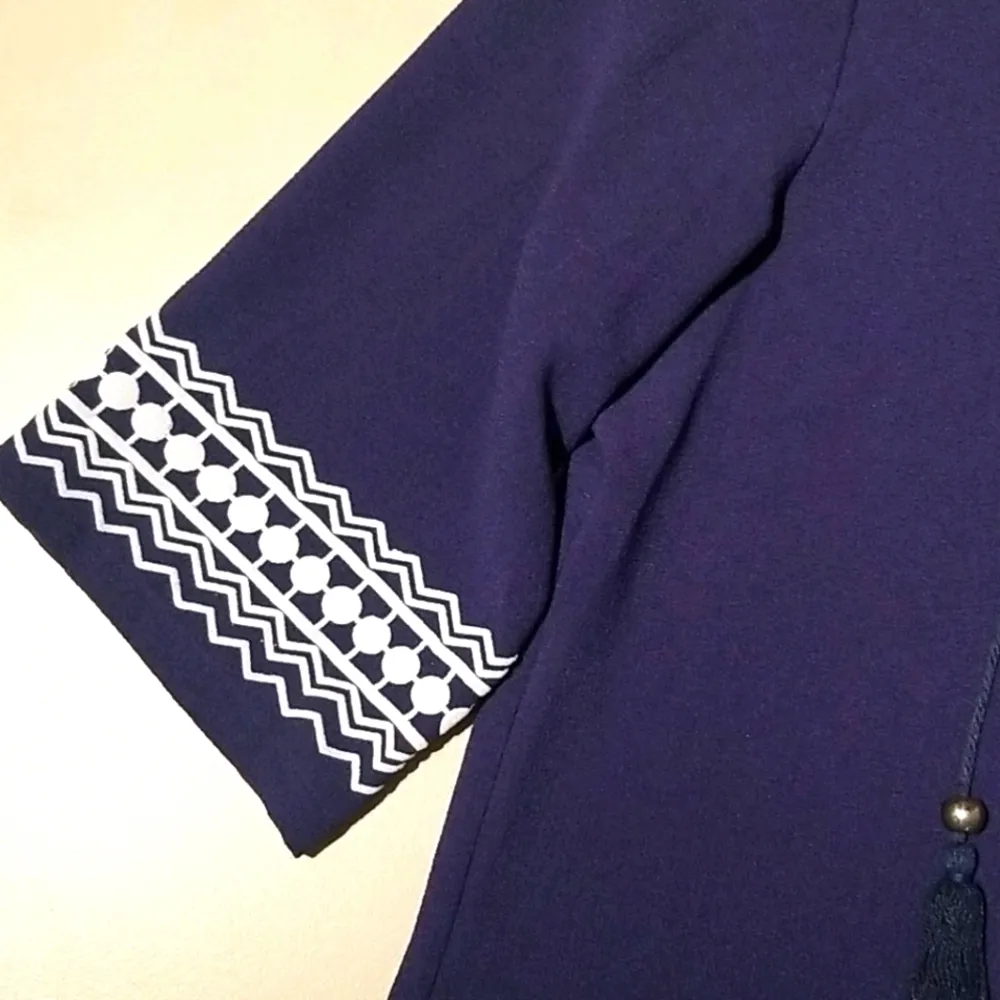 Blue Unique Moroccan Style Mini Dress Size M - Image 2