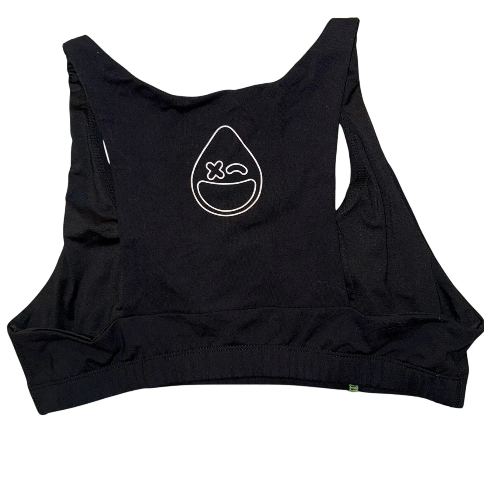 Year of ours black racerback sports bra women’s large green stitching EUC YOS - Image 3