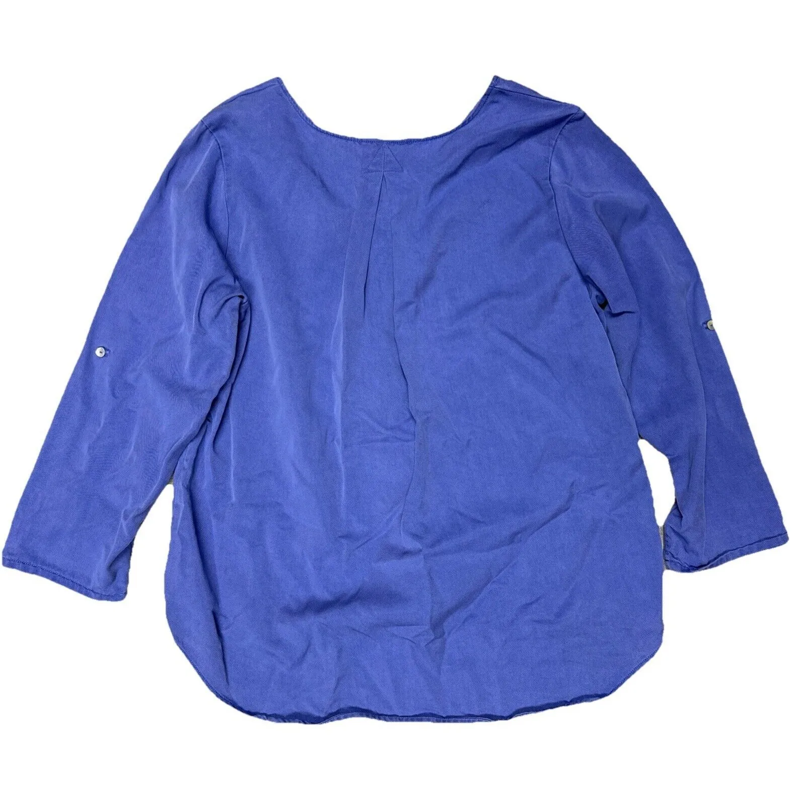 SOFT‎ SURROUNDINGS Tencil Tunic Roll Tab Blouse Womens L 3/4 Sleeve Periwinkle - Image 2