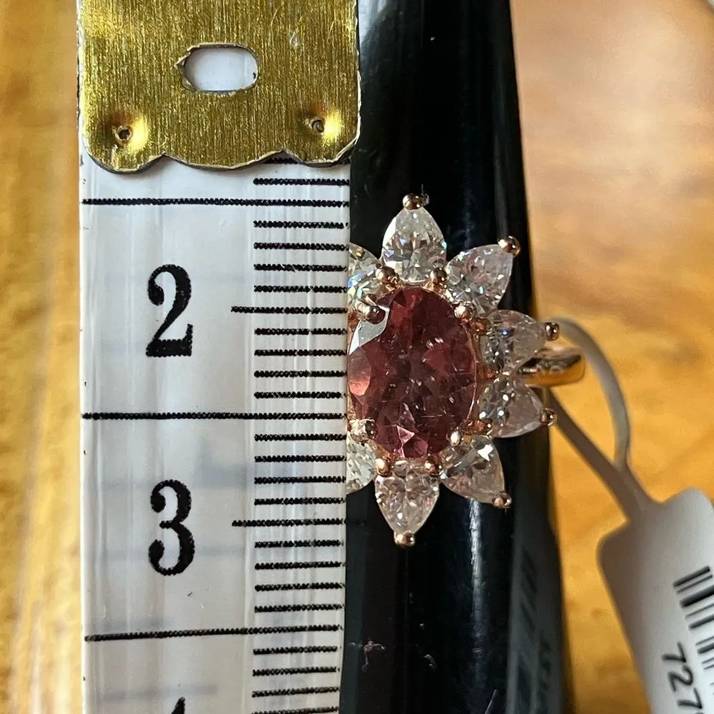 Natural Rose Apatite Moissanite Sterling Silver Ring Size 6 Pink - Image 7