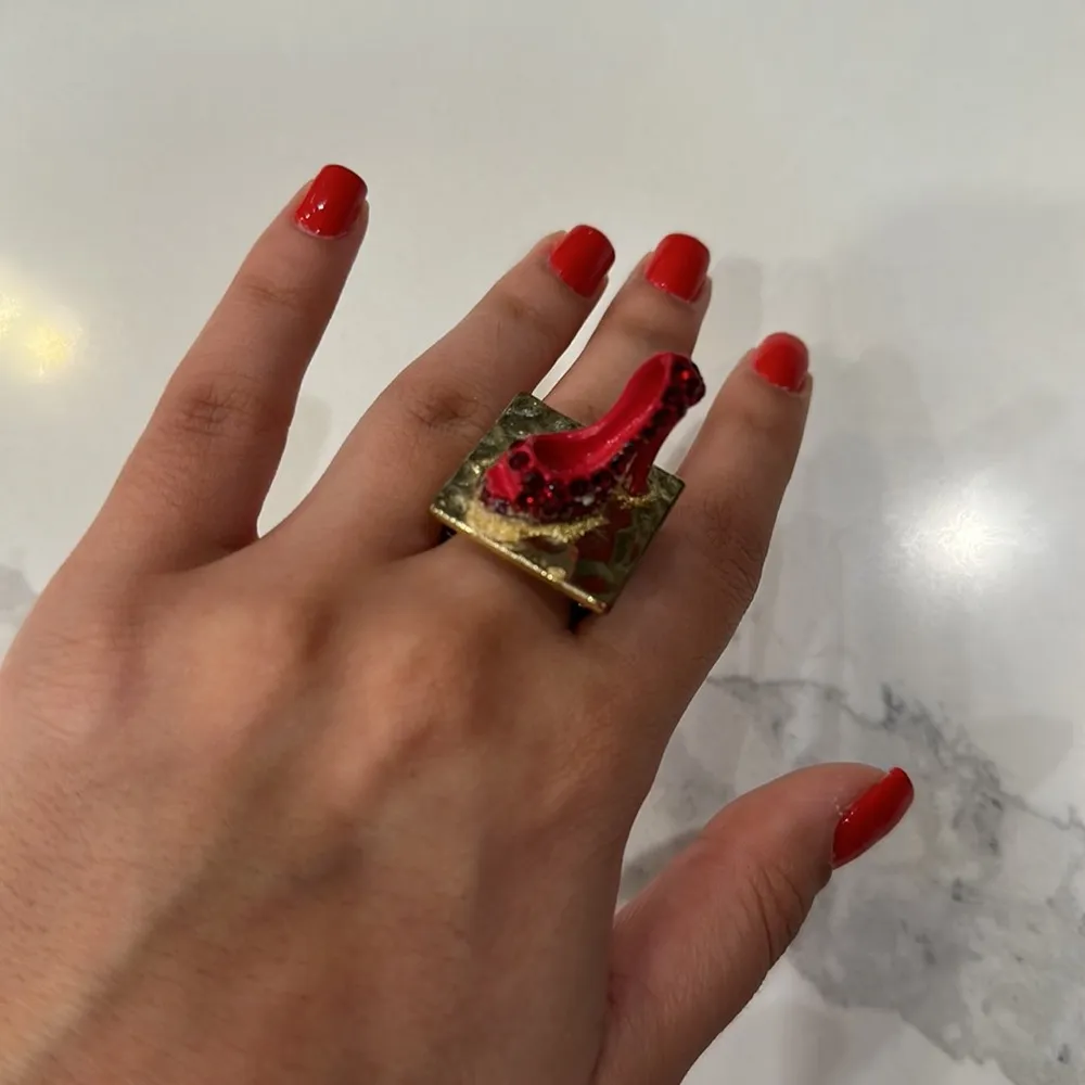 Ring Bling Heel Shoe Ring Adjustable Gold Band - Image 3