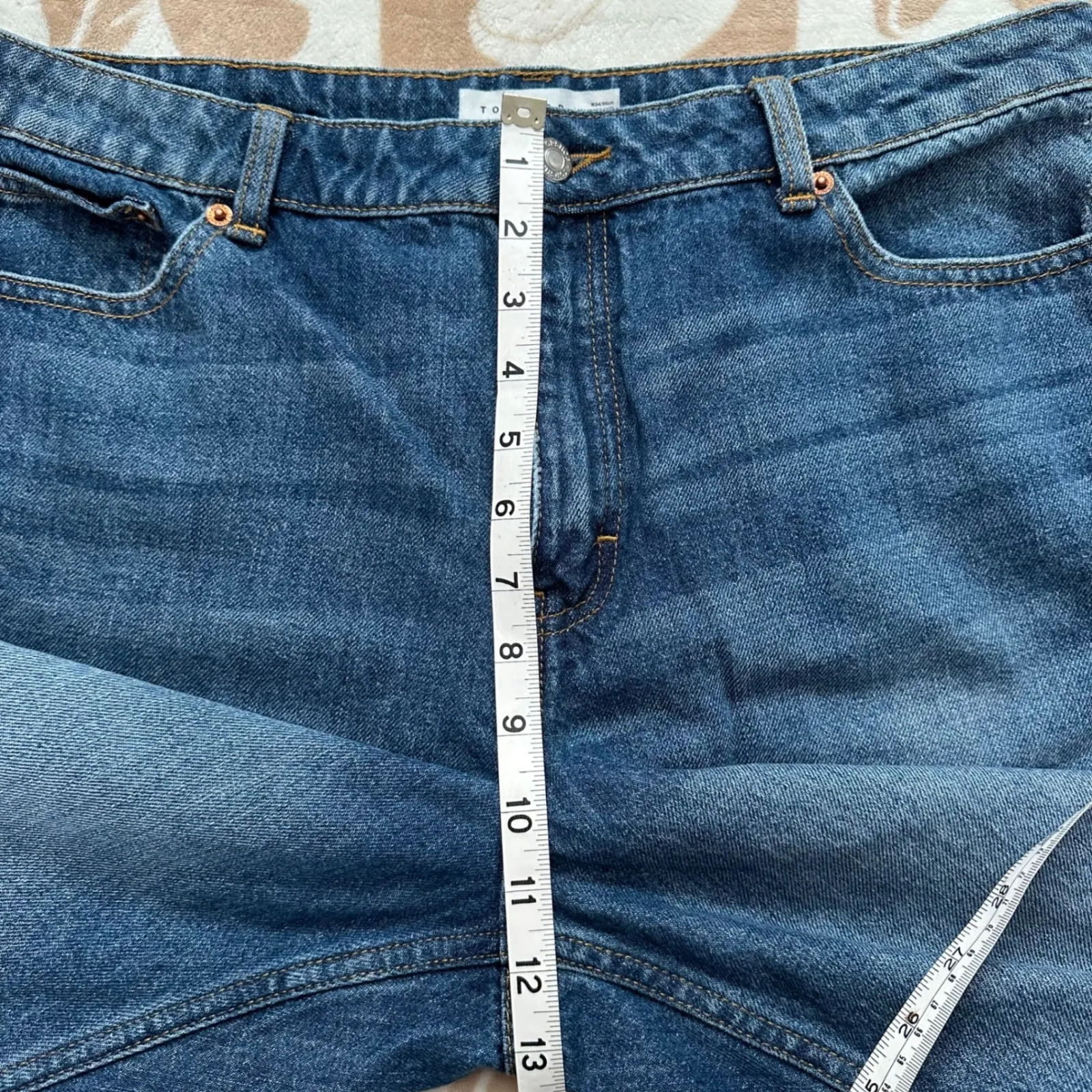 Topshop Mom Jeans High‎ Rise Denim Blue Jeans Size 34 - Image 8