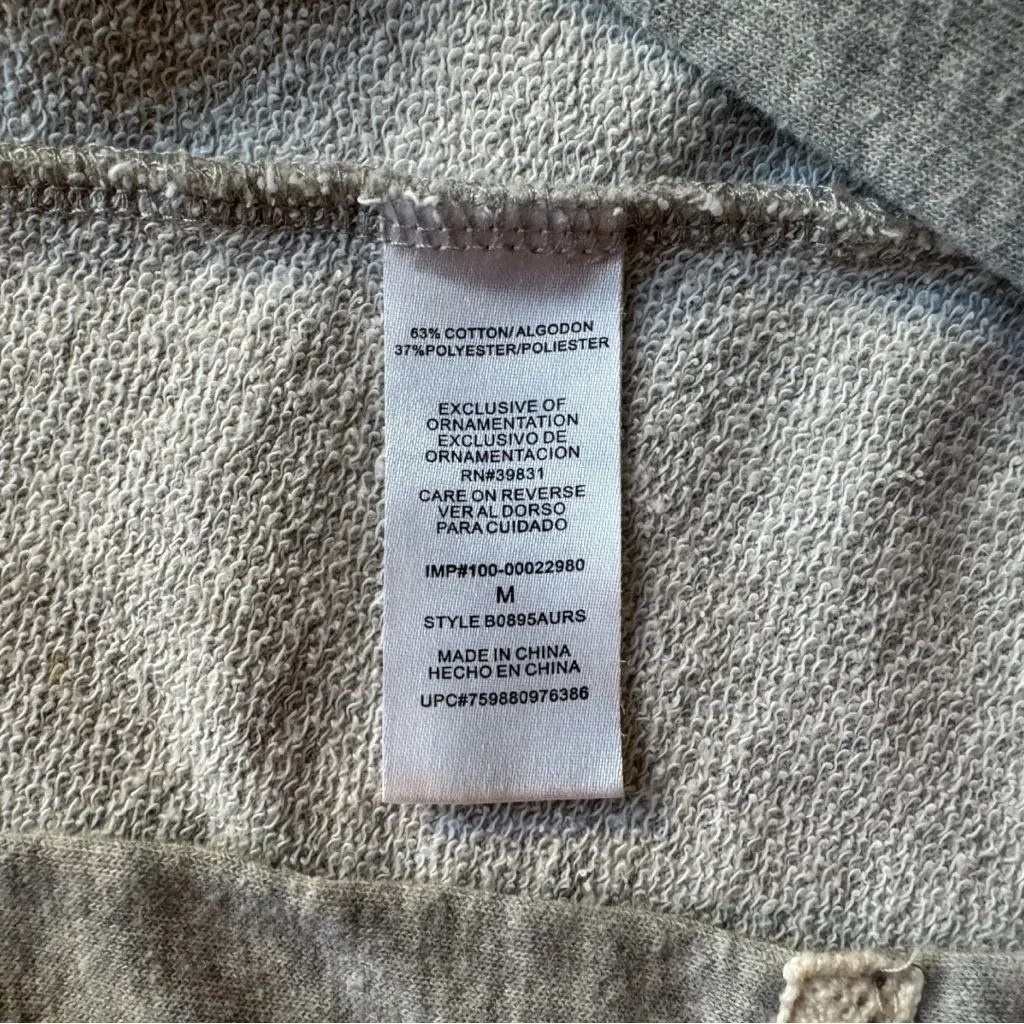 DEMOCRACY Gray Hoodie Cardigan with Tassels & Crochet Trim - Size M - Image 11